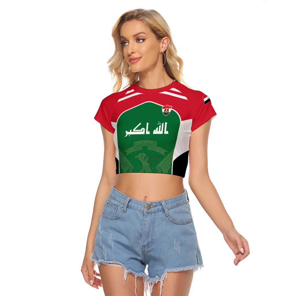 Custom World Football 2026 Iraq Raglan Cropped T Shirt Eagle of Saladin Championship Spirit