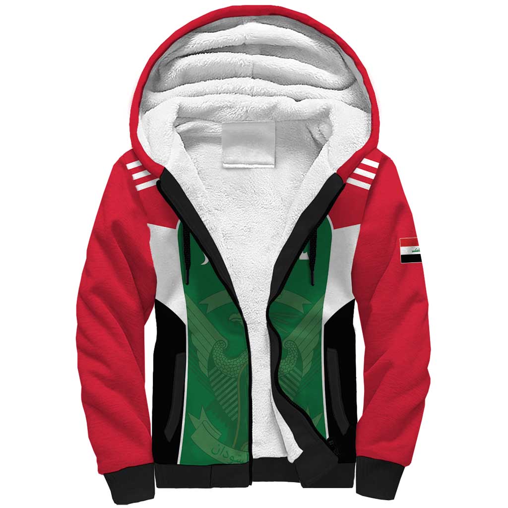 Custom World Football 2026 Iraq Sherpa Hoodie Eagle of Saladin Championship Spirit