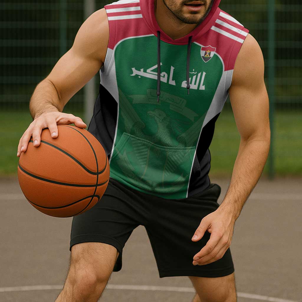 Custom World Football 2026 Iraq Sleeveless Hoodie Eagle of Saladin Championship Spirit