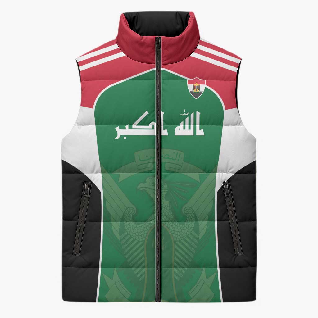 Custom World Football 2026 Iraq Sleeveless Puffer Jacket Eagle of Saladin Championship Spirit