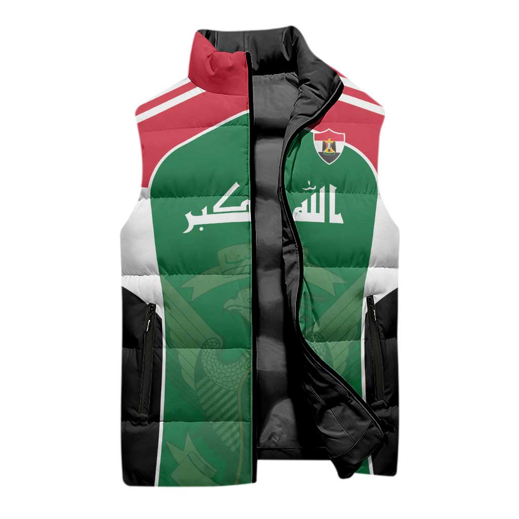 Custom World Football 2026 Iraq Sleeveless Puffer Jacket Eagle of Saladin Championship Spirit