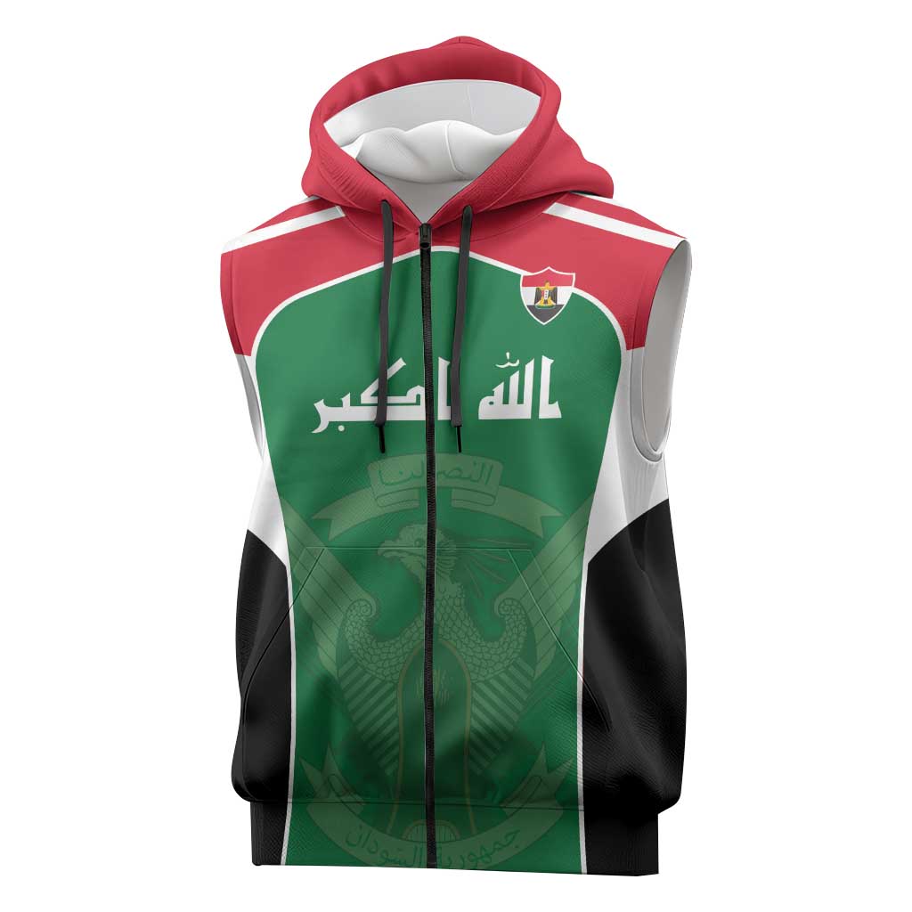 Custom World Football 2026 Iraq Sleeveless Zip Hoodie Eagle of Saladin Championship Spirit