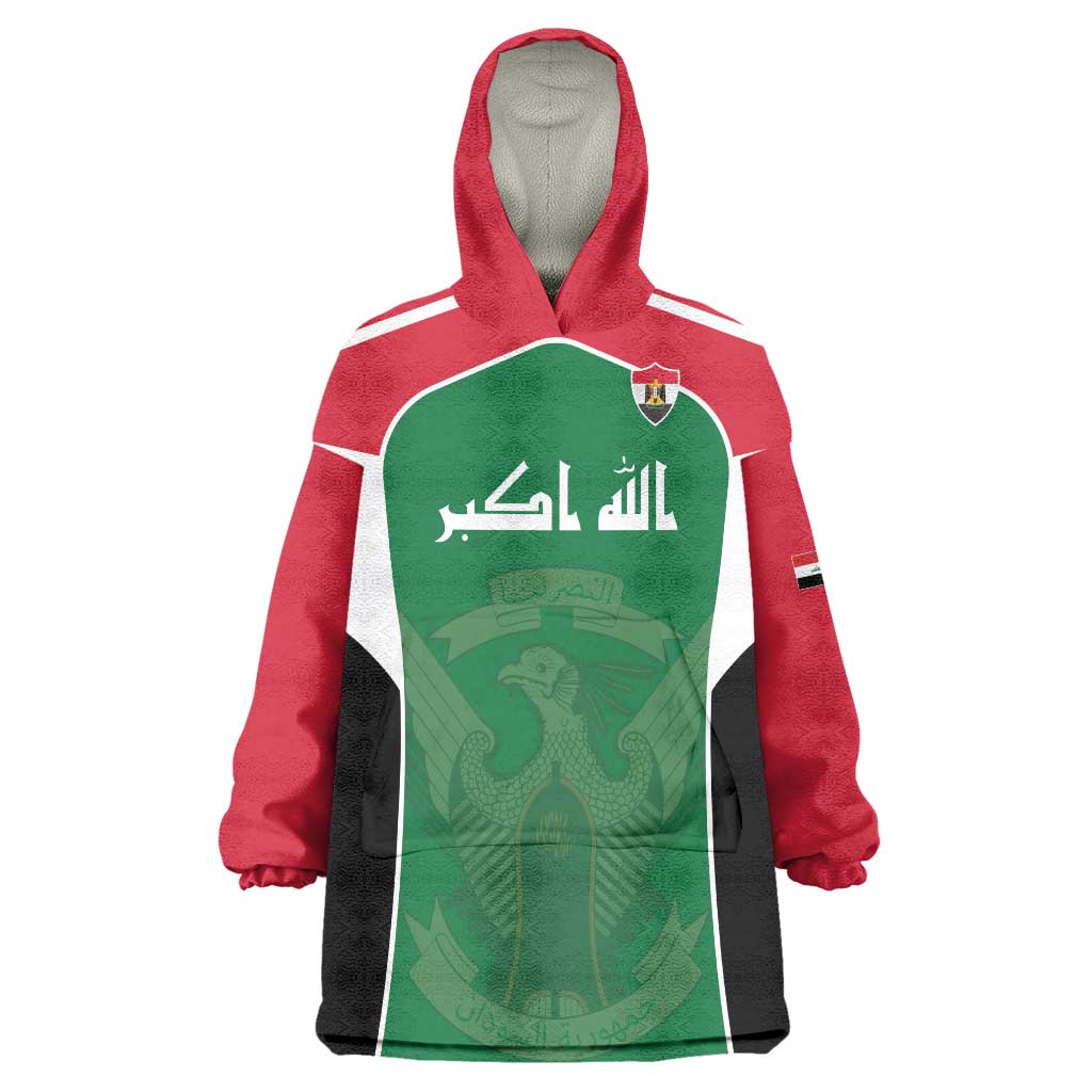Custom World Football 2026 Iraq Wearable Blanket Hoodie Eagle of Saladin Championship Spirit