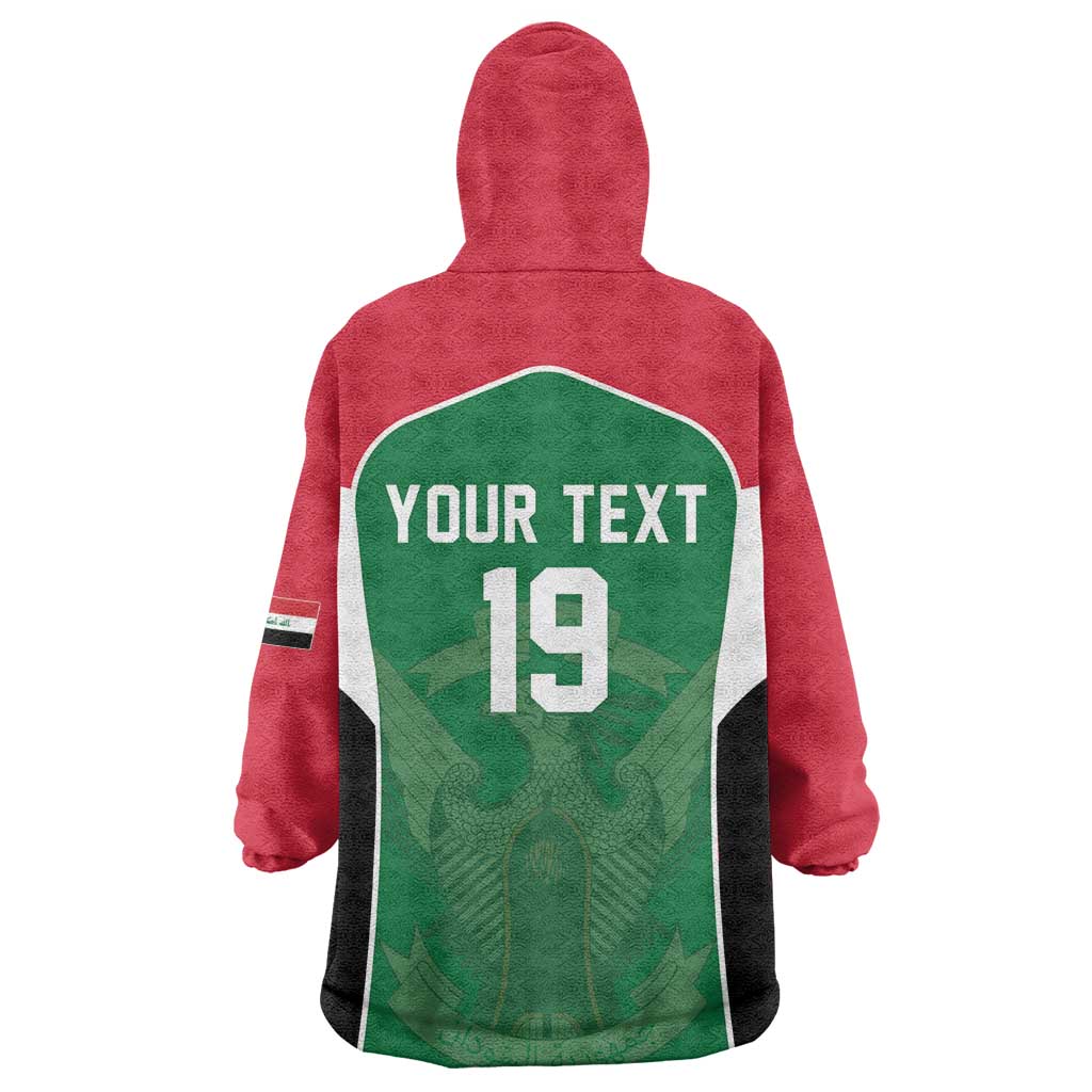 Custom World Football 2026 Iraq Wearable Blanket Hoodie Eagle of Saladin Championship Spirit
