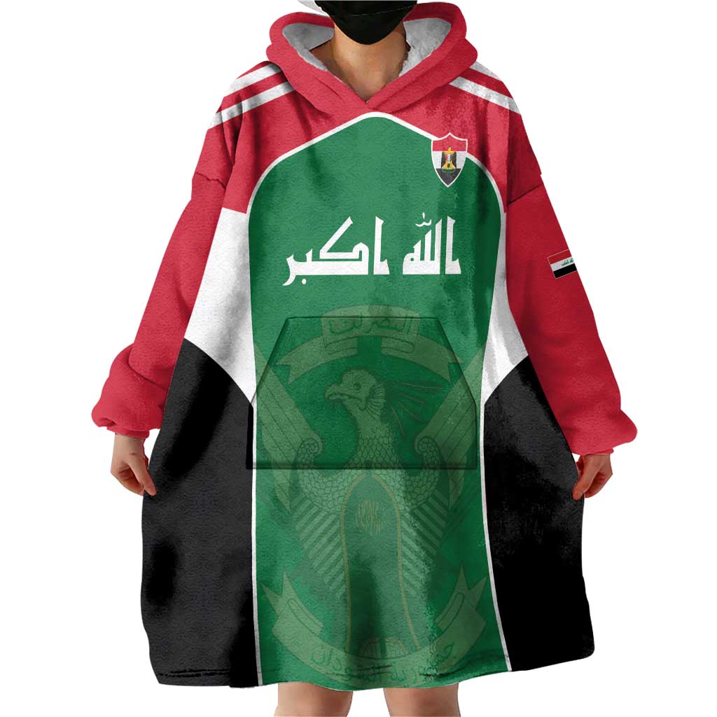 Custom World Football 2026 Iraq Wearable Blanket Hoodie Eagle of Saladin Championship Spirit
