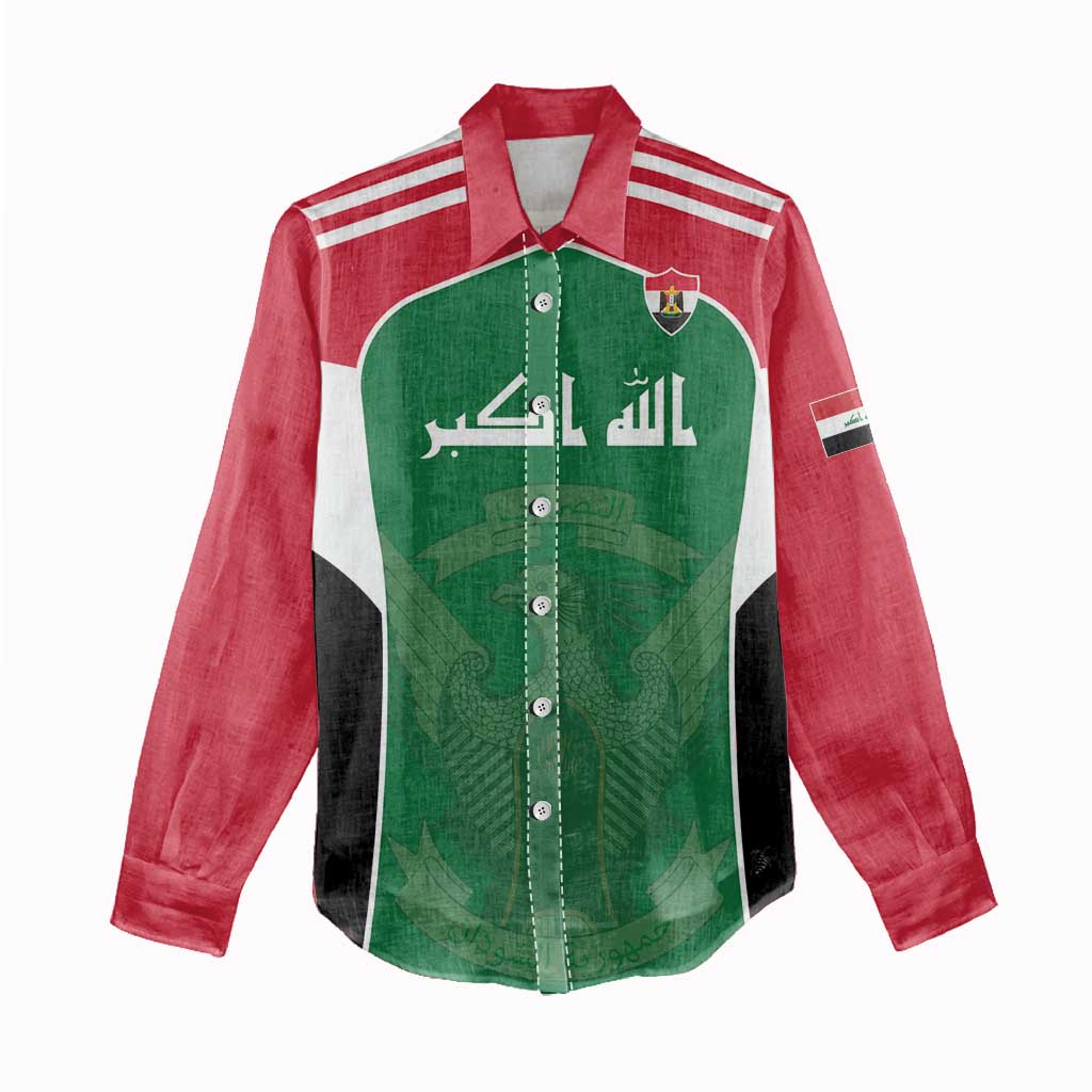Custom World Football 2026 Iraq Women Casual Shirt Eagle of Saladin Championship Spirit