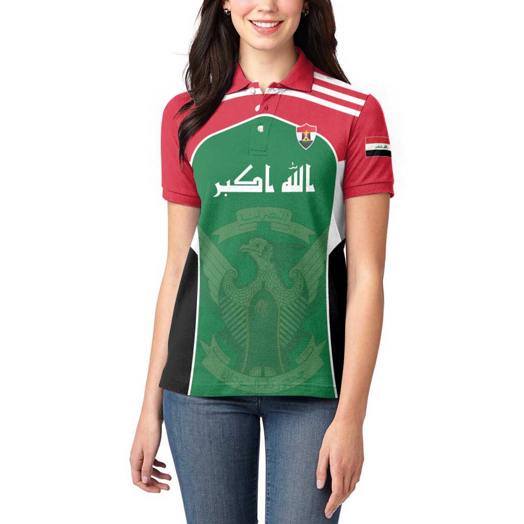Custom World Football 2026 Iraq Women Polo Shirt Eagle of Saladin Championship Spirit
