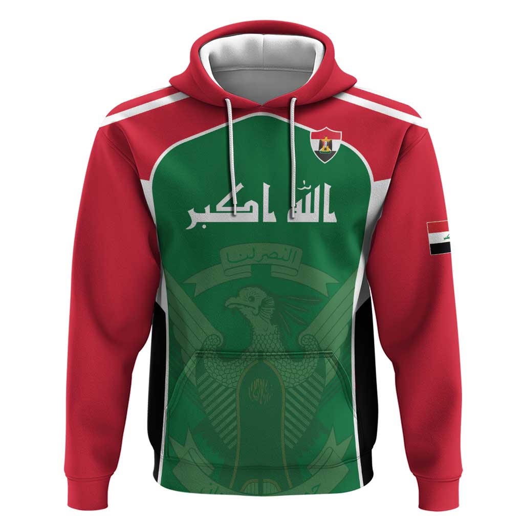 Custom World Football 2026 Iraq Zip Hoodie Eagle of Saladin Championship Spirit