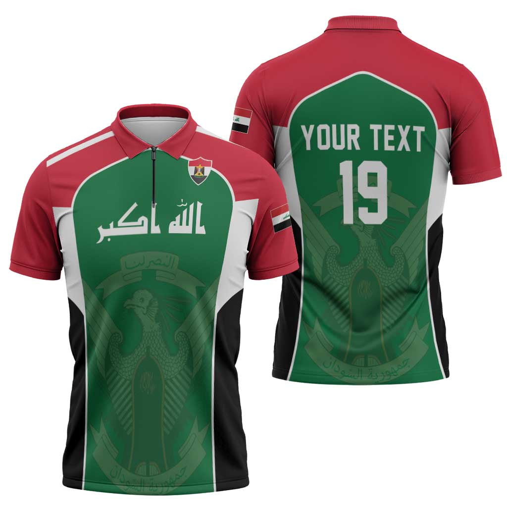 Custom World Football 2026 Iraq Zipper Polo Shirt Eagle of Saladin Championship Spirit
