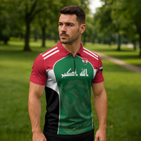 Custom World Football 2026 Iraq Zipper Polo Shirt Eagle of Saladin Championship Spirit
