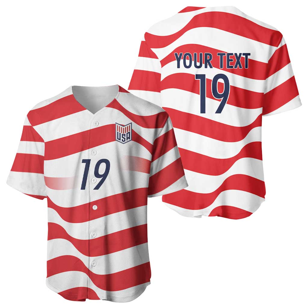 Custom World Football 2026 USA Baseball Jersey Wavy American Flag Stripes Graphic