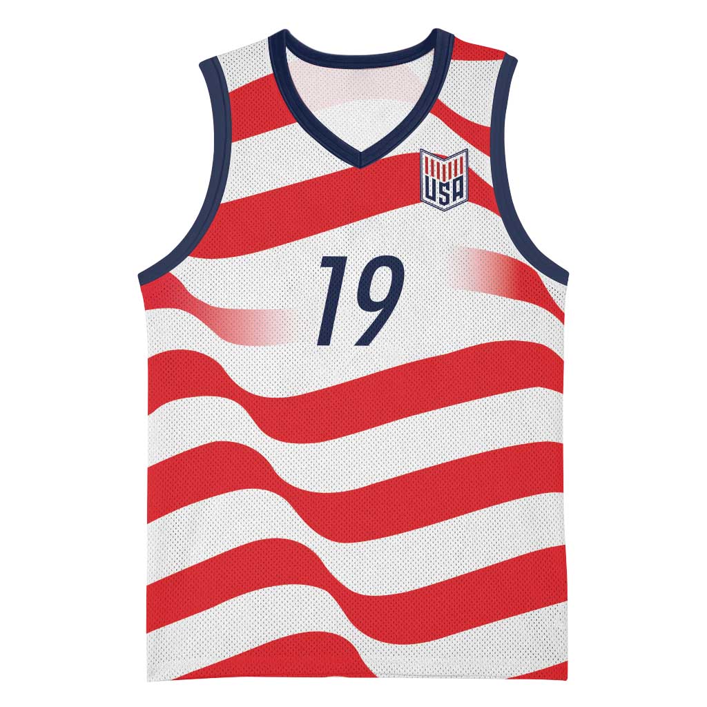 Custom World Football 2026 USA Basketball Jersey Wavy American Flag Stripes Graphic