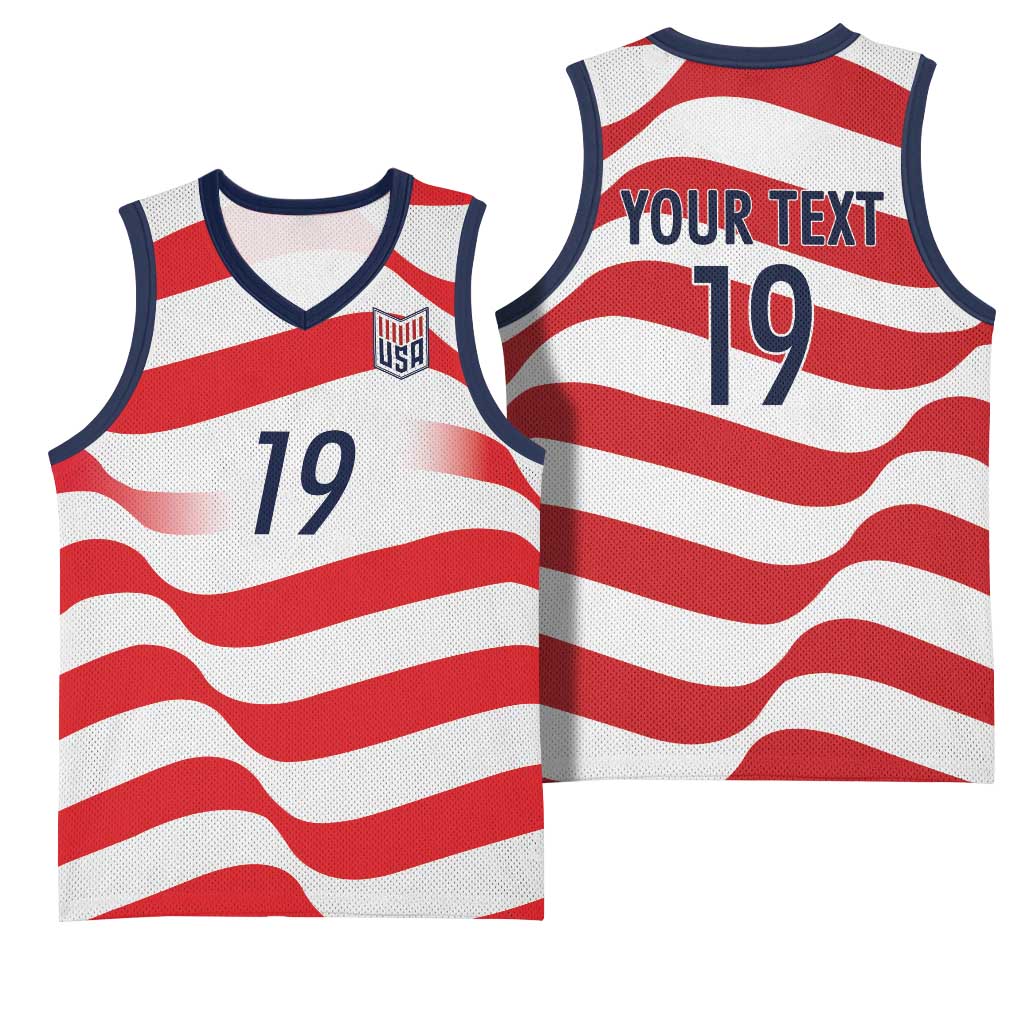 Custom World Football 2026 USA Basketball Jersey Wavy American Flag Stripes Graphic