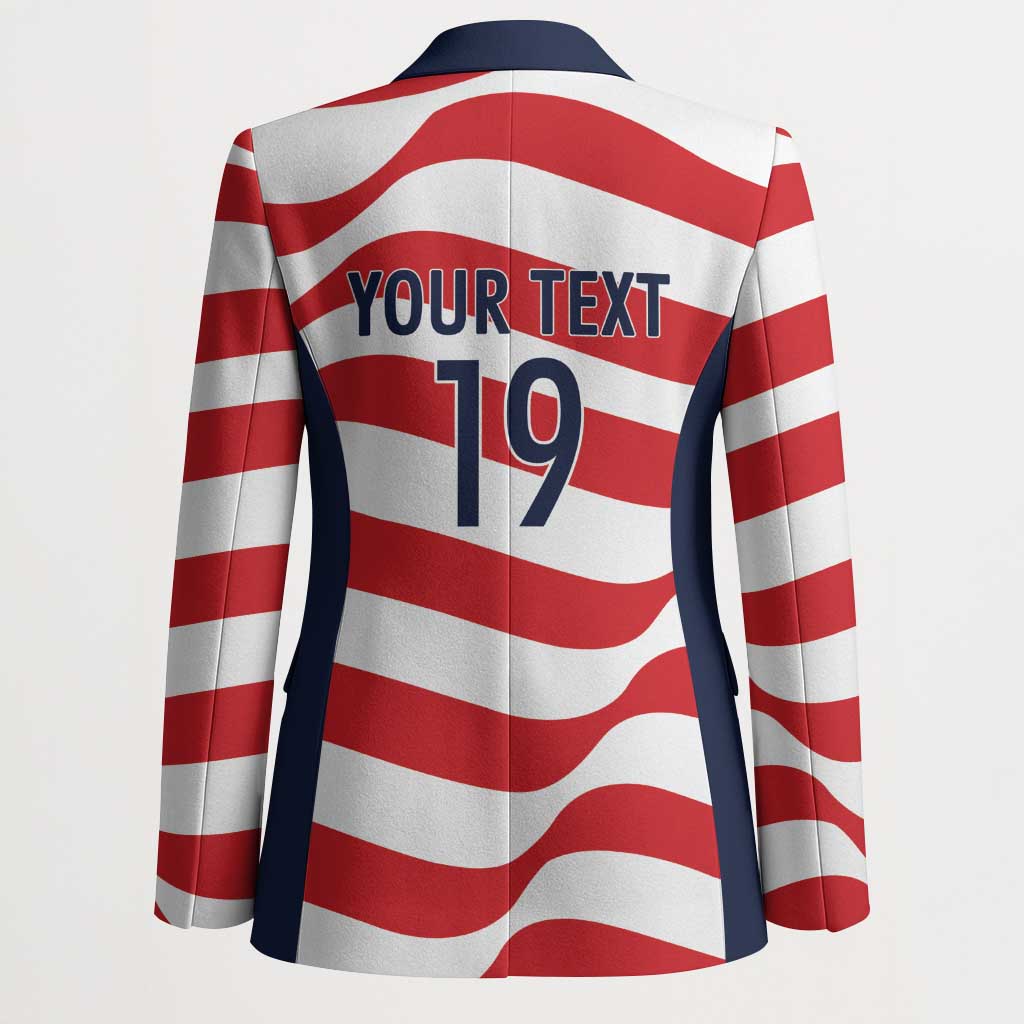 Custom World Football 2026 USA Blazer Wavy American Flag Stripes Graphic