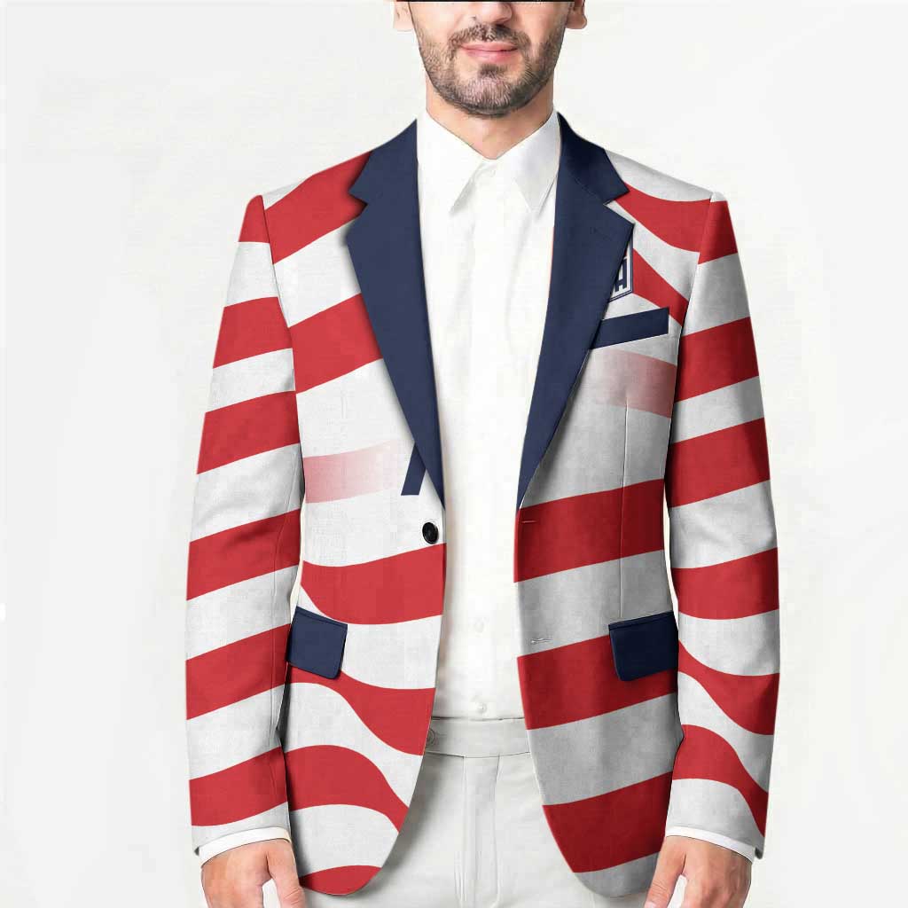 Custom World Football 2026 USA Blazer Wavy American Flag Stripes Graphic