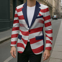 Custom World Football 2026 USA Blazer Wavy American Flag Stripes Graphic