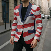 Custom World Football 2026 USA Blazer Wavy American Flag Stripes Graphic
