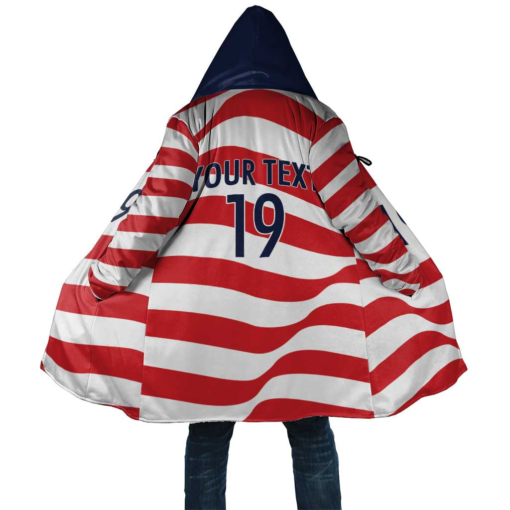 Custom World Football 2026 USA Cloak Wavy American Flag Stripes Graphic