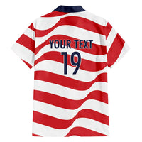 Custom World Football 2026 USA Hawaiian Shirt Wavy American Flag Stripes Graphic