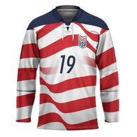 Custom World Football 2026 USA Hockey Jersey Wavy American Flag Stripes Graphic