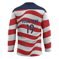 Custom World Football 2026 USA Hockey Jersey Wavy American Flag Stripes Graphic
