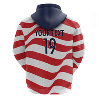 Custom World Football 2026 USA Hoodie Wavy American Flag Stripes Graphic