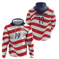 Custom World Football 2026 USA Hoodie Wavy American Flag Stripes Graphic