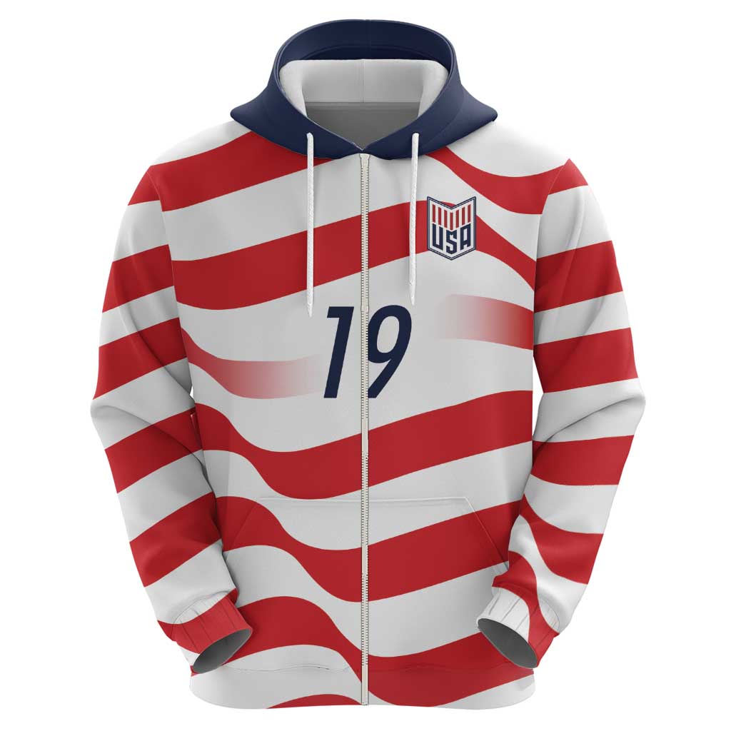 Custom World Football 2026 USA Hoodie Wavy American Flag Stripes Graphic