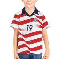 Custom World Football 2026 USA Kid Hawaiian Shirt Wavy American Flag Stripes Graphic