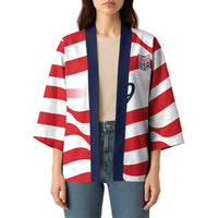 Custom World Football 2026 USA Kimono Wavy American Flag Stripes Graphic