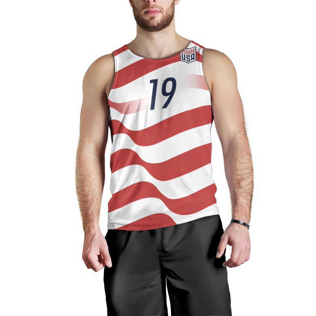 Custom World Football 2026 USA Men Tank Top Wavy American Flag Stripes Graphic