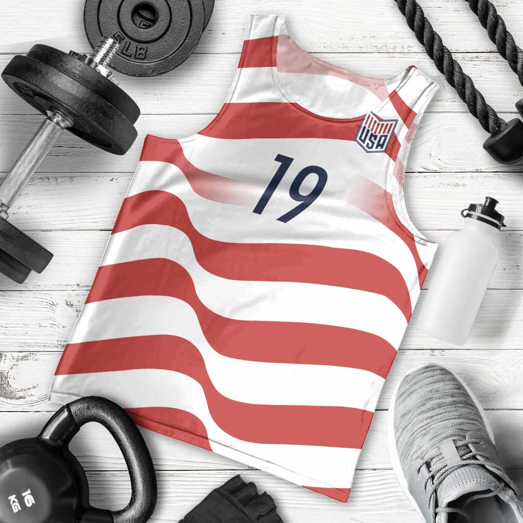 Custom World Football 2026 USA Men Tank Top Wavy American Flag Stripes Graphic