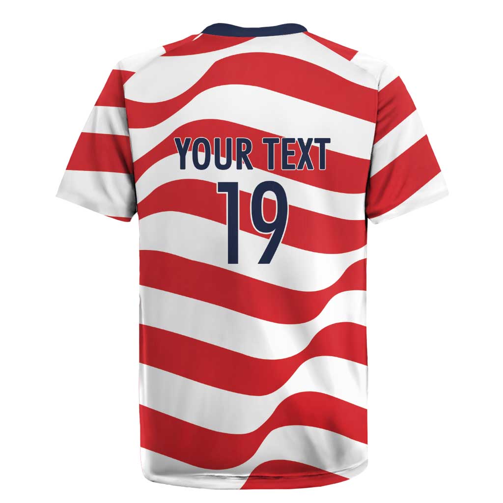 Custom World Football 2026 USA Rugby Jersey Wavy American Flag Stripes Graphic