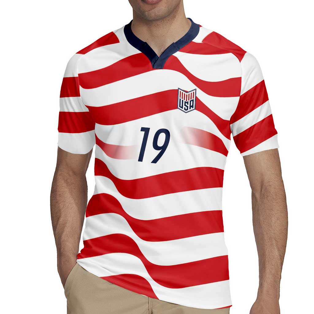 Custom World Football 2026 USA Rugby Jersey Wavy American Flag Stripes Graphic