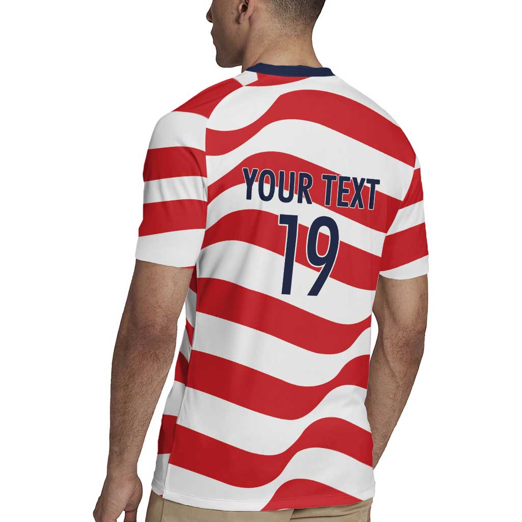 Custom World Football 2026 USA Rugby Jersey Wavy American Flag Stripes Graphic