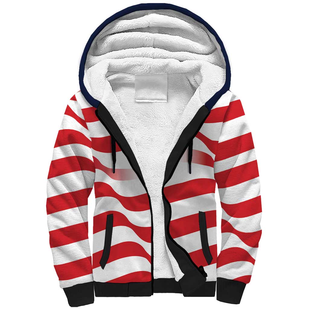 Custom World Football 2026 USA Sherpa Hoodie Wavy American Flag Stripes Graphic