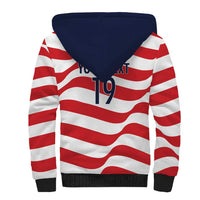 Custom World Football 2026 USA Sherpa Hoodie Wavy American Flag Stripes Graphic