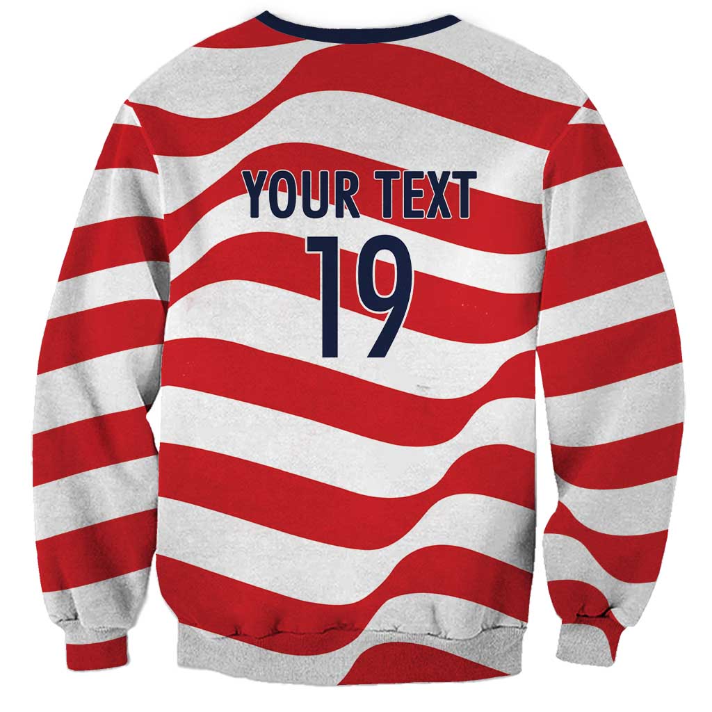 Custom World Football 2026 USA Sweatshirt Wavy American Flag Stripes Graphic