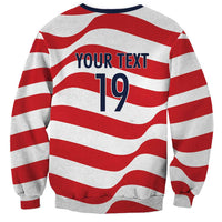 Custom World Football 2026 USA Sweatshirt Wavy American Flag Stripes Graphic