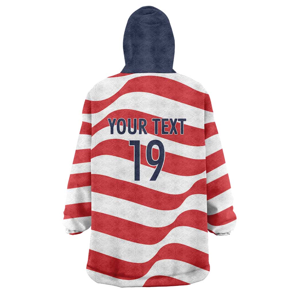 Custom World Football 2026 USA Wearable Blanket Hoodie Wavy American Flag Stripes Graphic