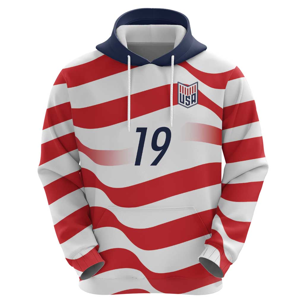 Custom World Football 2026 USA Zip Hoodie Wavy American Flag Stripes Graphic