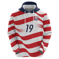 Custom World Football 2026 USA Zip Hoodie Wavy American Flag Stripes Graphic