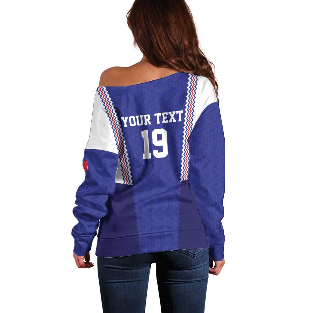 Custom World Football 2026 France Off Shoulder Sweater Allez Les Bleus Go Champions
