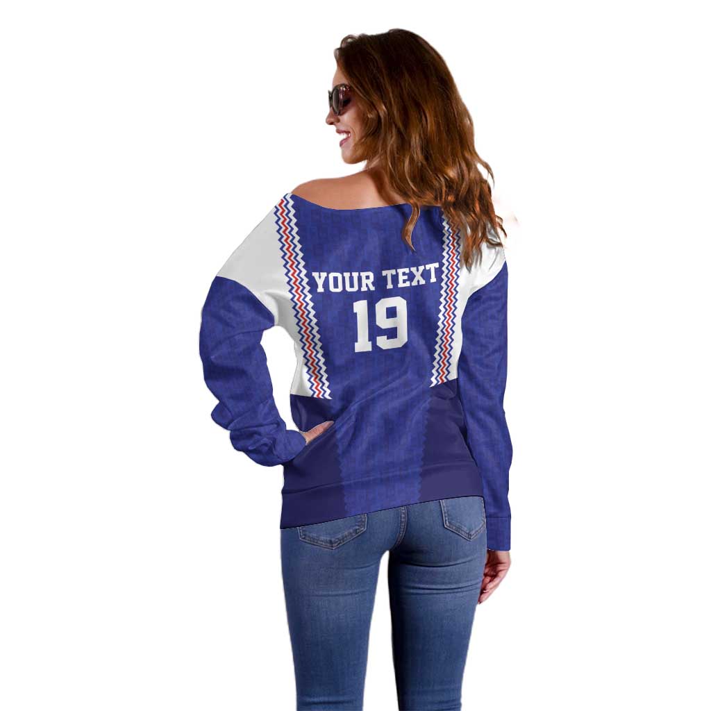 Custom World Football 2026 France Off Shoulder Sweater Allez Les Bleus Go Champions
