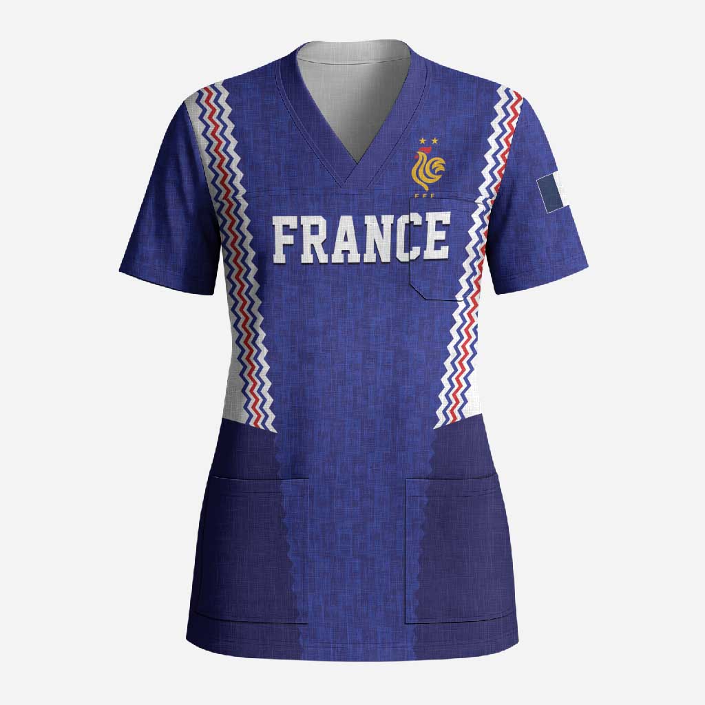 Custom World Football 2026 France Scrub Top Allez Les Bleus Go Champions