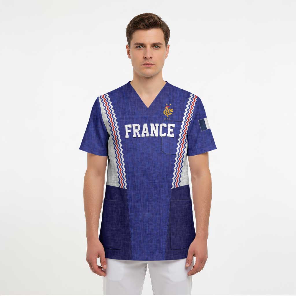 Custom World Football 2026 France Scrub Top Allez Les Bleus Go Champions