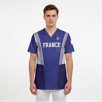 Custom World Football 2026 France Scrub Top Allez Les Bleus Go Champions