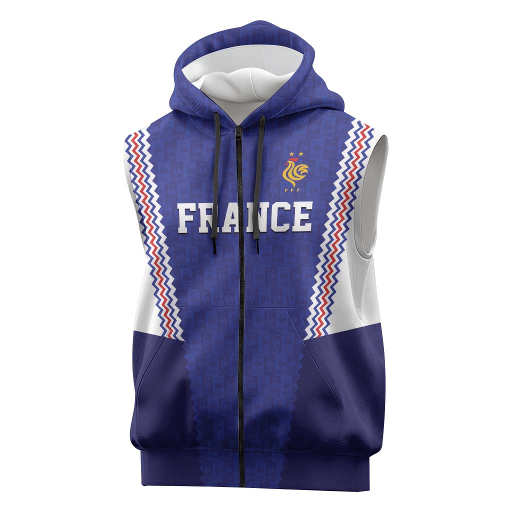 Custom World Football 2026 France Sleeveless Zip Hoodie Allez Les Bleus Go Champions