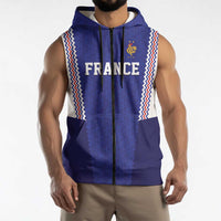 Custom World Football 2026 France Sleeveless Zip Hoodie Allez Les Bleus Go Champions