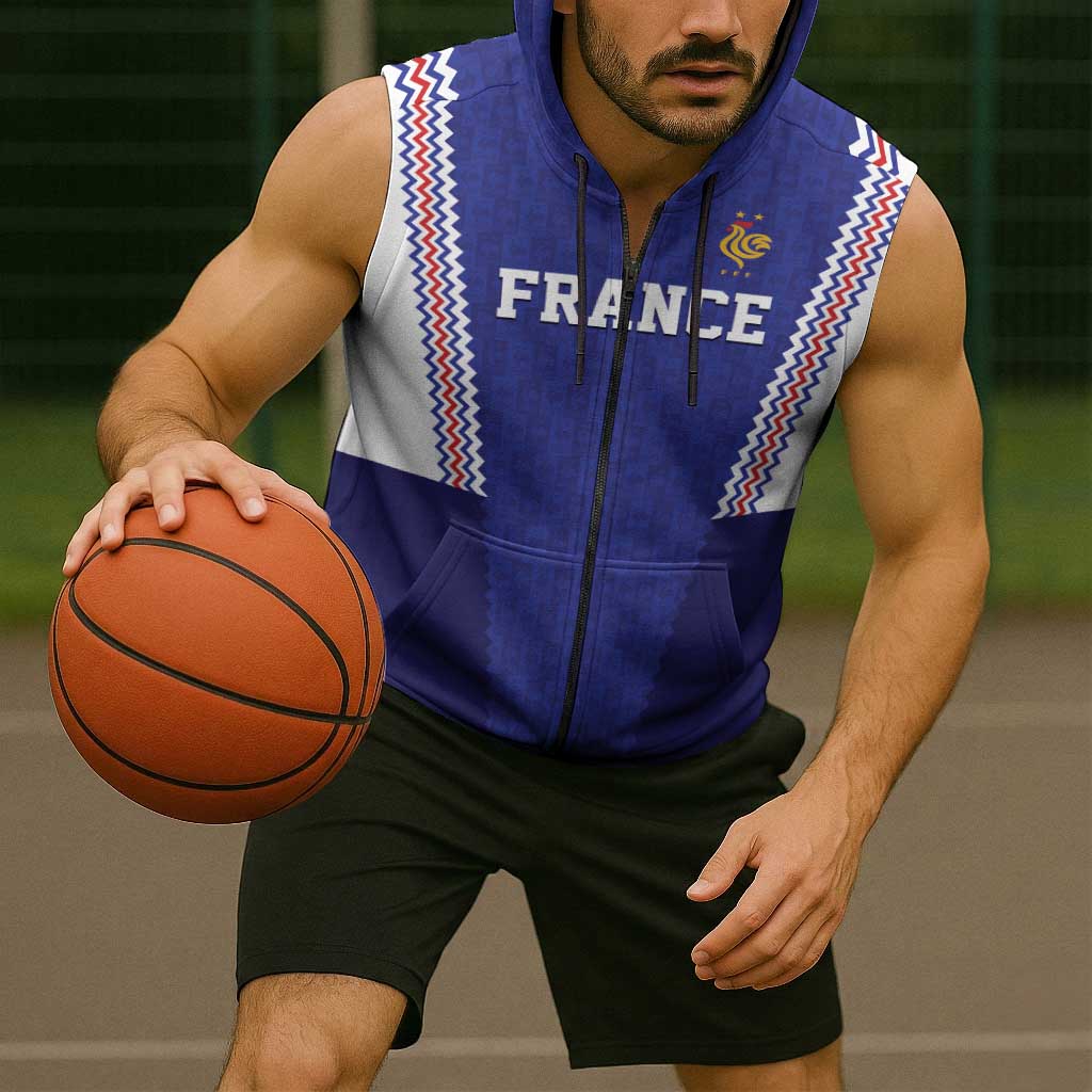 Custom World Football 2026 France Sleeveless Zip Hoodie Allez Les Bleus Go Champions